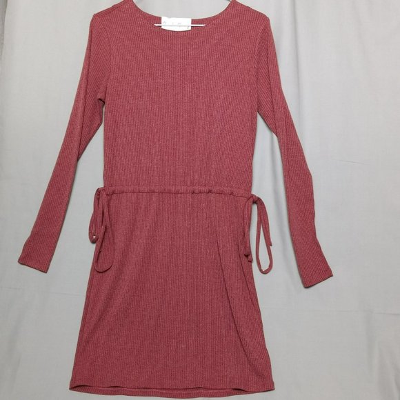 Charles Henry Mini Tie Waist Soft Ribbed Long‎ Sleeved Casual Dress Sz XS - Picture 1 of 8